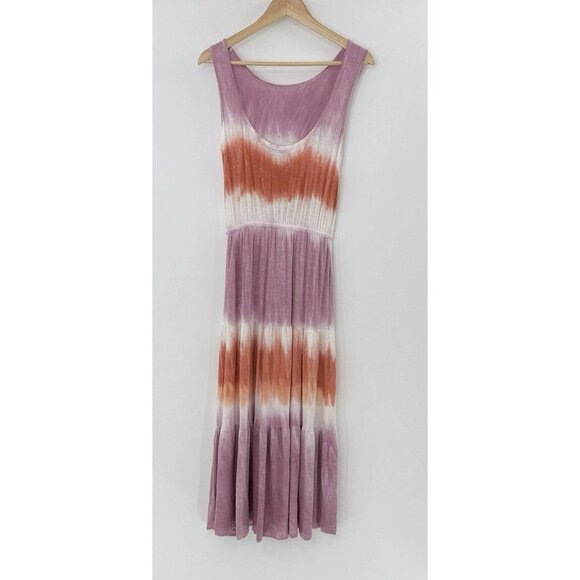 Knox Rose Lilac Tie Dye Sleeveless Tiered Flow Maxi Dress Size XS Boho Hippie - Picture 2 of 13